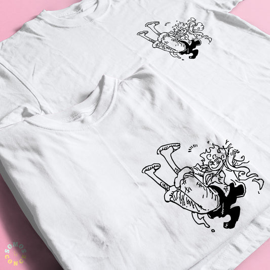 Polera One Piece - Luffy Gear 5 Versión Minimalista